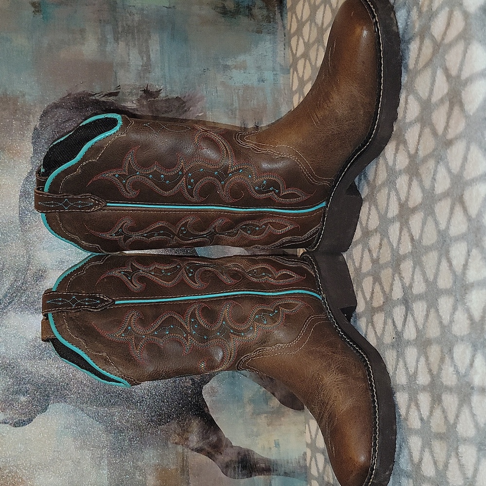 Justin Women's Gypsy Raya 12 Inch Sqaure Toe Western Boots Size 8.5 - Picture 6 of 15
